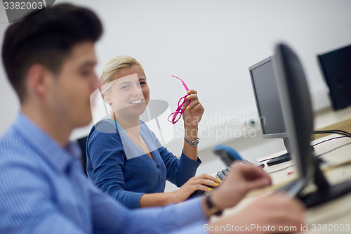 Image of students group in computer lab classroom