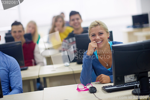 Image of students group in computer lab classroom