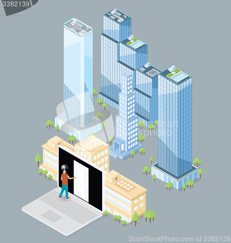 Image of Vector 3d Flat Isometric Office Building