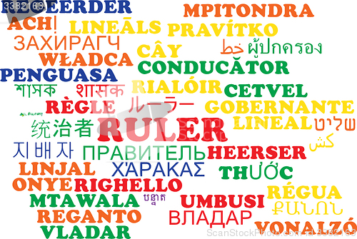 Image of Ruler multilanguage wordcloud background concept