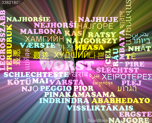 Image of Worst multilanguage wordcloud background concept glowing