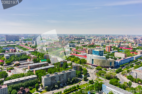 Image of Aerial view on Melnikayte street. Tyumen. Russia