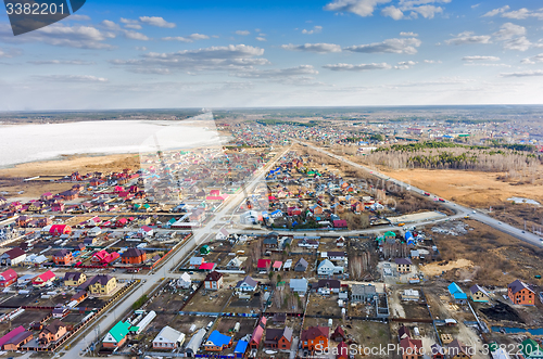 Image of Aerial view onto rural street. Borovskiy. Russia