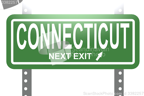 Image of Connecticut green sign board isolated
