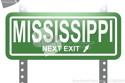 Image of Mississippi green sign board isolated 