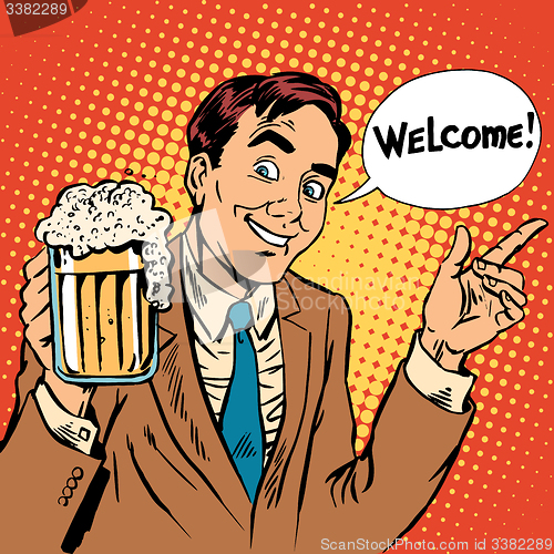 Image of Man welcome to the beer restaurant