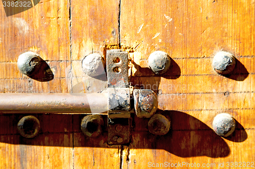 Image of morocco knocker in africa rusty safe padlock 