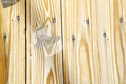 Image of nail dirty stripped paint in   door and rusty  yellow  
