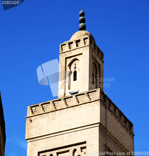 Image of the history in maroc africa  minaret religion and  blue    sky
