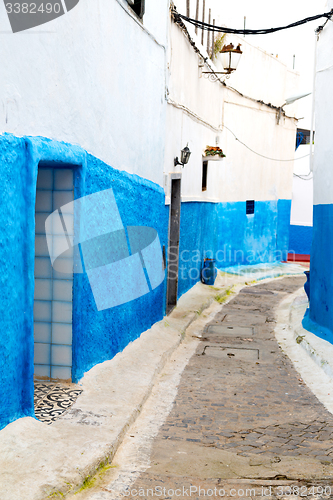 Image of old door in  africa  wall ornate   blue street