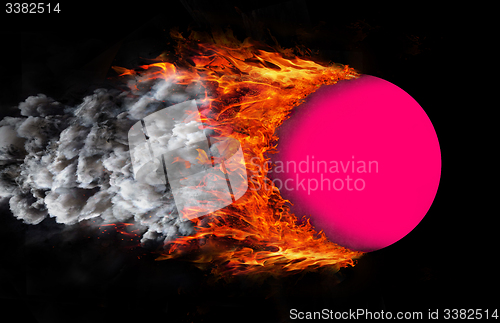 Image of Ball with a trail of fire and smoke - pink