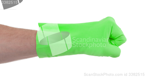 Image of Fist hand in latex glove