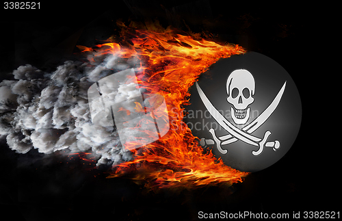 Image of Flag with a trail of fire and smoke - Pirate