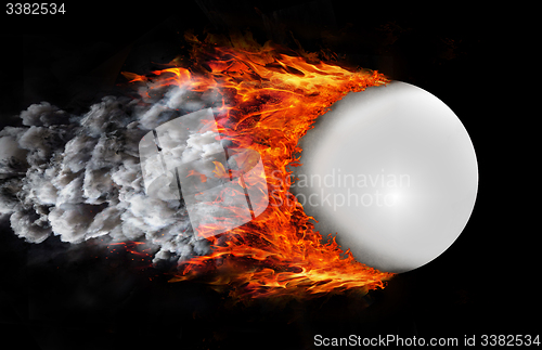 Image of Ball with a trail of fire and smoke - white