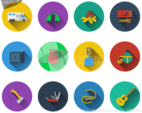 Image of Set of camping icons in flat design