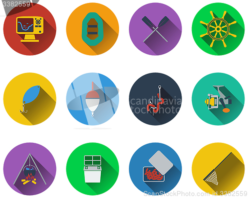 Image of Set of fishing icons