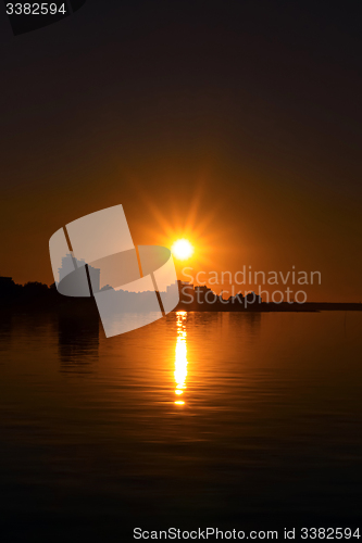 Image of Coastal city on sunset