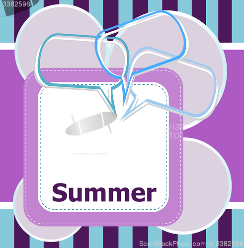 Image of poster Hello summer time and abstract speech bubbles set