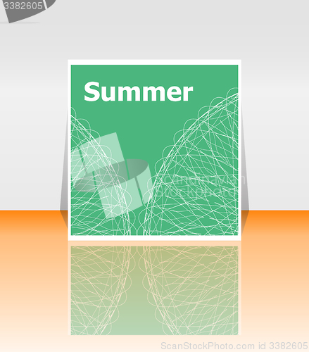 Image of Hello summer poster. summer background. Effects poster, frame. Happy holidays card, happy vacation card. Enjoy your summer.