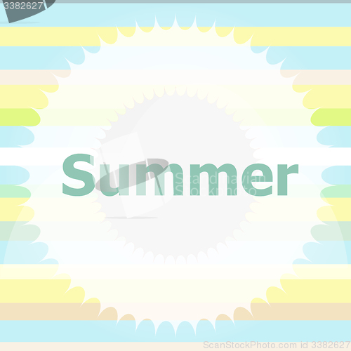 Image of word summer invitation card, chalk drawings, summer holiday