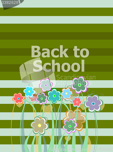 Image of Back to school invitation card with flowers, education concept