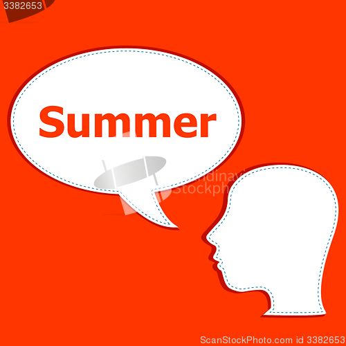 Image of people think about summer, man and speech bubbles 