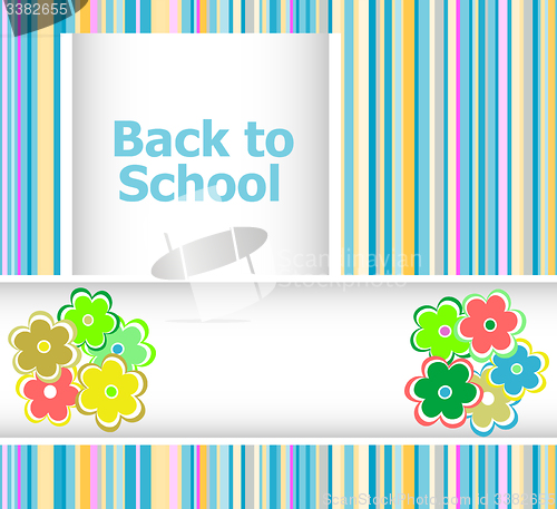 Image of Back to school invitation card with flowers, education concept