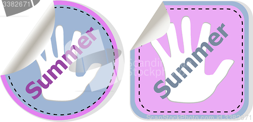 Image of word summer web button isolated on white background, icon design