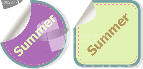 Image of Word summer concept on button. Banner, web button or message for online web site, presentation or application