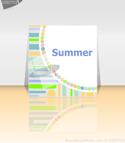 Image of Hello summer poster. summer background. Effects poster, frame. Happy holidays card, happy vacation card. Enjoy your summer.