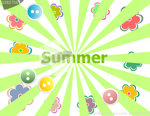 Image of Summer theme with floral over bright multicolored background