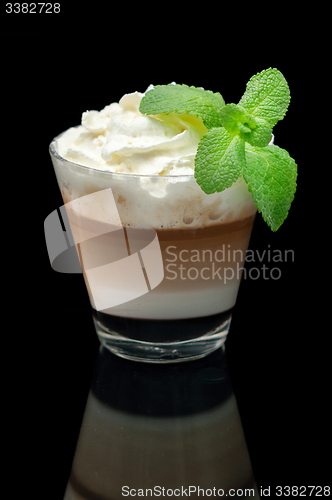 Image of coffe latte cup on the black background