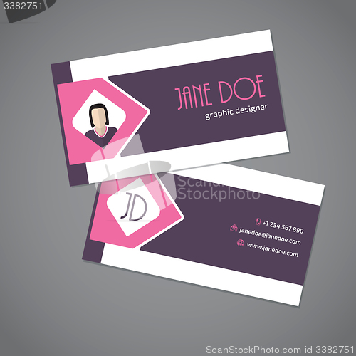 Image of Business card with pink arrow ribbon