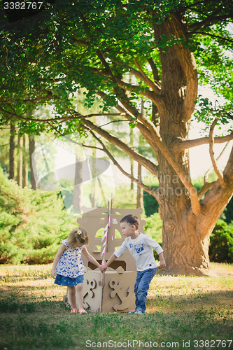 Image of Two funny kids are playing
