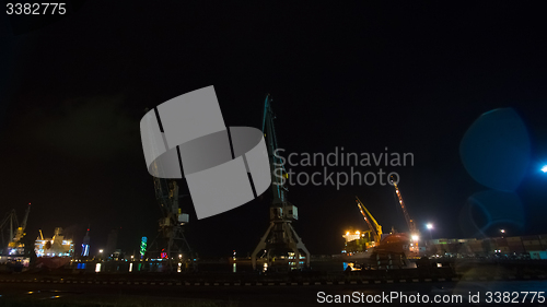 Image of Industrial ship in Batumi port at dusk. Georgia