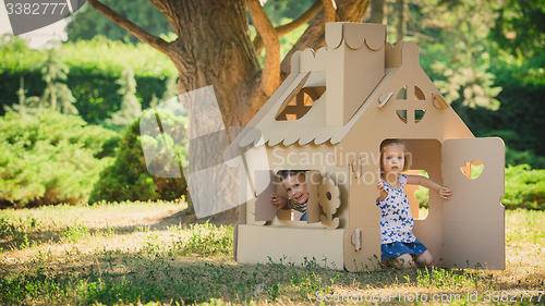 Image of Two funny kids are playing