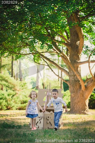 Image of Two funny kids are playing