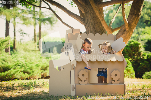 Image of Two funny kids are playing