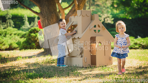 Image of Two funny kids are playing