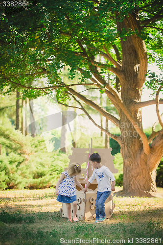Image of Two funny kids are playing