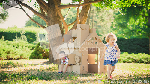 Image of Two funny kids are playing
