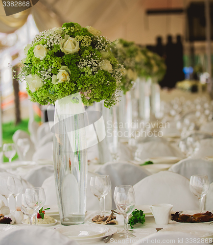 Image of wedding set up in garden inside beach