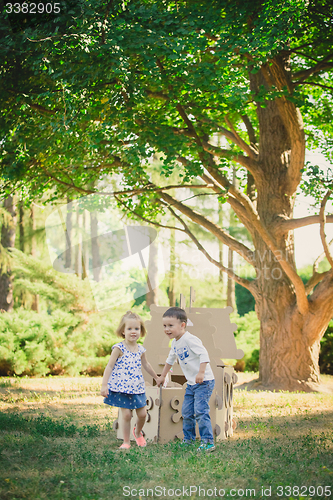 Image of Two funny kids are playing