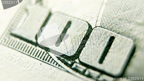 Image of Macro close up of the US 100 dollar bill