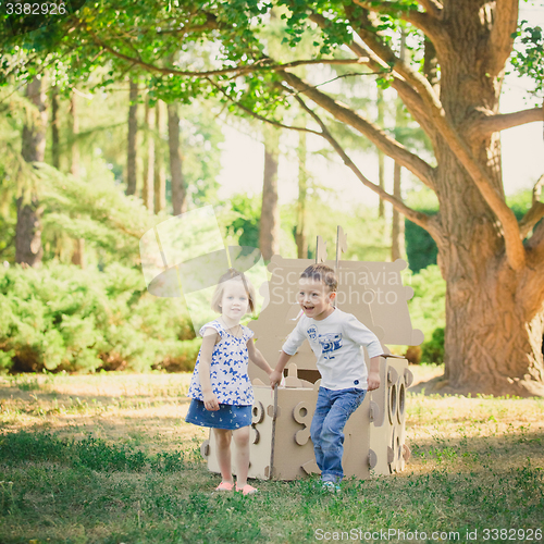 Image of Two funny kids are playing