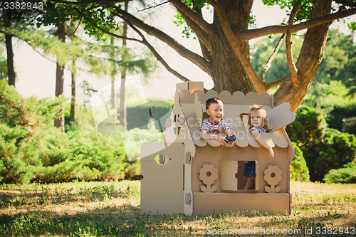 Image of Two funny kids are playing