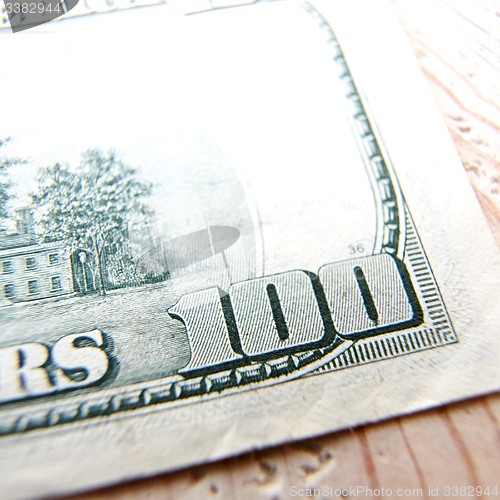 Image of Macro close up of the US 100 dollar bill