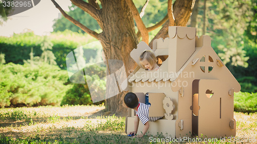Image of Two funny kids are playing