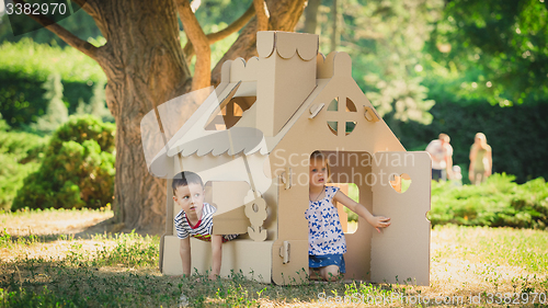 Image of Two funny kids are playing