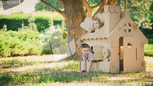 Image of Two funny kids are playing